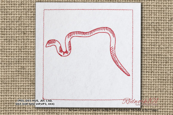 Earthworm Redwork: A Playful Design for Seasonal Embroidery