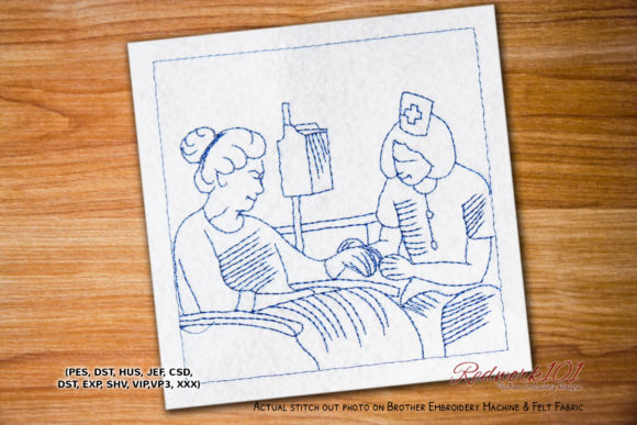 Nurse Examination Old Lady Redwork: A Designer's Review